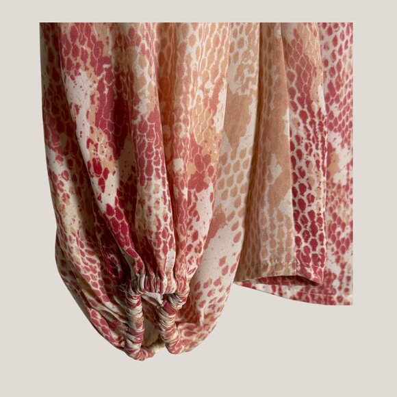 Cabi Blouse Womens Pink Bethany Snake Print Top Balloon Sleeve, Medium - Picture 4 of 6